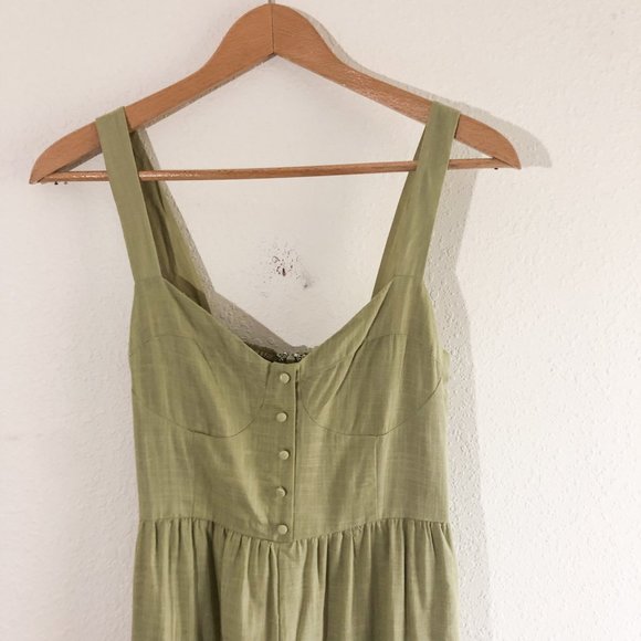 Lulu's Green Corset Linen Blend Jumpsuit Size Medium - Picture 2 of 8